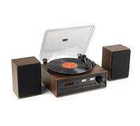 Audizio Boston Retro HiFi Giradischi Bluetooth CD MP3 USB, Radio Dab+, Altoparlanti Stereo, Ingresso AUX, Uscita Cuffie, 3 velocità, Telecomando e Vummetri illuminati