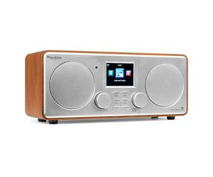 Audizio Foza - Radio Internet WLAN, DAB Radio con Bluetooth, telecomando, 50 Watt, FM, AUX in, USB, MP3, connettore per cuffie, DAB Plus, radio da cucina, Dual Allarme, Sleeptimer, colore argento