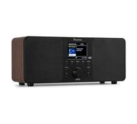 Audizio Genua DAB Radio con Bluetooth, Altoparlanti Stereo 50W, Radio FM Digitale, 30 Stazioni Preset, DAB+, Doppia Sveglia, Telecomando, Riproduzione MP3 USB, Finitura Legno