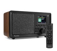 Audizio Padova - Radio da cucina DAB con telecomando, retro DAB Radio con Bluetooth, FM, display a colori TFT, 60 preset, 40 Watt, USB, lettore MP3, radio digitale con sveglia, colore legno marrone
