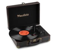 Audizio RP116DW Giradischi con altoparlante - Lettore in vinile con trasmissione a 3 marce, Bluetooth 5.0, 33/45/78 giri/min, Auto Stop, Digitalizzazione con USB, AUX, legno, legno scuro