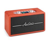 Audizio Tune60 - Radio DAB con altoparlante Bluetooth, telecomando, FM, 40 Watt, funzionamento a batteria, LCD, 20 posizioni, USB/TF, AUX, sveglia, in pelle vintage DAB+, effetto legno di ciliegio
