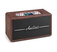 Audizio Tune60 - Radio DAB con altoparlante Bluetooth, telecomando, FM, 40 Watt, funzionamento a batteria, LCD, 20 posizioni, USB/TF, AUX, sveglia, in pelle vintage DAB+, marrone scuro