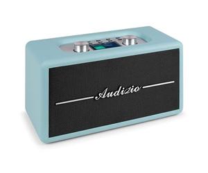 Audizio Tune60 - Radio DAB+ retrò con altoparlante Bluetooth, FM, USB e MicroSD, display LCD, sveglia, alimentazione a corrente o a batteria, colore: blu