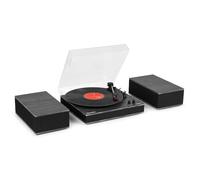 Audizio Tupelo - Giradischi con altoparlante e Bluetooth, set giradischi con amplificatore, 3 velocità (33/45/78 giri/min), lettore in vinile da 120 Watt con 2 altoparlanti stereo, gramofono, nero