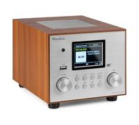 Audizio Vieste - Radio digitale DAB con Bluetooth, subwoofer integrato 60W, DAB+, riproduzione MP3 USB, ampio display TFT a colori, FM, allarme, telecomando, design moderno color argento