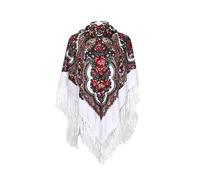 AUDME Sciarpa oversize da donna, scialle avvolgente russa Babushka tradizionale retrò stile ucraino stampato nappe sciarpe quadrate (129,5 x 129,5 cm, 1, 51inx51in