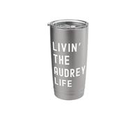 Audrey che vive la vita di Audrey Nome Divertente Bicchiere termico in acciaio inox doppia parete