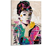 Audrey Hepburn Graffiti Art print Audrey Hepburn Portrait Canvas Painting Wall Art foto Modern Street Art Poster Prints Artwork for Bar Home Decor Frameless,50x70cm
