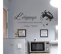 Audrey Hepburn Scritte Adesive Per Pareti L'Eleganza E' La Sola Bellezza Che Non Sfiorisce Mai Adesivi Murali Frasi