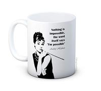Audrey Hepburn - Tazza da caffè in ceramica con scritta "Nothing is Impossible"