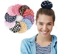 AUEAR, 10 pezzi di copertura per chignon per capelli con perle Snood rete per capelli fatta a mano all'uncinetto elastico per chignon per donne ragazze balletto danza pattinaggio