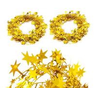 AUEAR, 2 rotoli di ghirlande dorate scintillanti a forma di stella, con filo, decorazioni natalizie per albero di Natale, casa, matrimonio, festa di compleanno, ornamento festivo, 15 m