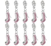 AUEAR, Confezione da 10 ciondoli a forma di scarpa con tacco alto, alla moda, rosa, alla moda, per la creazione di gioielli, collane, bracciali fai da te