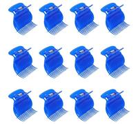 AUEAR, Confezione da 12 clip per bigodini a rullo per capelli, in plastica, ricambio per acconciature, colore blu