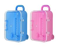 AUEAR, Confezione da 2 mini scatole in plastica per caramelle, per ricevimenti, confezione da viaggio, decorazione per feste di nozze (rosa e blu)