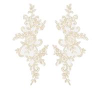 AUEAR, Confezione da 2 toppe in pizzo a forma di fiore per abiti da sposa fai da te e collari (colore avorio)