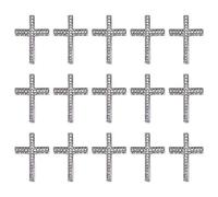 AUEAR, Confezione da 20 ciondoli a forma di croce in argento con strass e cristalli intarsiati laterali in metallo per braccialetti e gioielli, Metallo