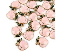 AUEAR, Confezione da 30 ciondoli placcati in oro 3D a forma di frutti di pesca, per orecchini, collane, bracciali, gioielli e creazioni artigianali, Metallo
