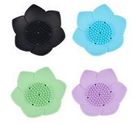 AUEAR, Confezione da 4 portasapone in silicone a forma di fiore di loto per sapone da bar