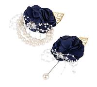 AUEAR, Set di 2 corpetto da polso rosa blu scuro per donne e uomini, anniversario di matrimonio