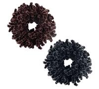 AUEAR, Set di 2 elastici da donna in tinta unita (nero e caffè scuro)