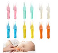 AUEFUDQ 12 Pezzi Baby Nose Pinzette, Pinzette di Plastica a Testa Rotonda, Pinzette per Naso, Pinzette per la Cura dei Bambini, Pinzette per Orecchio Naso, Trasportabili e Utili (Multicolore)