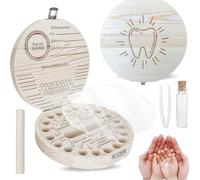 AUEFUDQ Denti Salva Box per Bambina, Scatola per Denti da Latte, Scatola Porta Dentini da Latte in legno, Scatolina Dentini da Latte per un Compleanno o un Battesimo