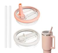 AUEFUDQ Stanley Cup Set di 2 Pezzi Coperchio Impermeabile, Sostituzione 40 Oz Con Accessori e 2 Pezzi Cannuccia (Ros Bianco)