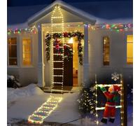 AUEJACKY Catena luminosa a LED a forma di Babbo Natale, 3 metri, con timer, funzione di memoria, 8 modalità, per interni ed esterni, albero di Natale, finestra, decorazione natalizia