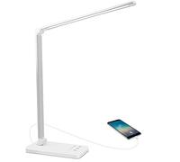 AUELEK - Lampada da Scrivania a LED, 52 LED, flessibile, 5 Modalità di Colore, 10 Livelli di Intensità regolabile, 2000 mAh, USB ricaricabile con Timer LED, Colore: Argento