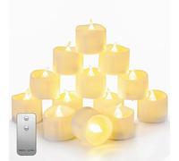 Auemaniliy Tealight a LED, telecomando con timer, candela elettrica lampeggiante a batteria, 6 ore accesa e 18 ore spente, 3,2 x 3,6 cm, 24 pezzi