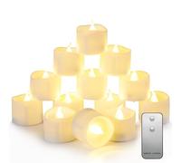 Auemaniliy Tealight a LED, telecomando Tealight elettrico lampeggiante a batteria, 3,2 x 3,6 cm, per matrimoni, Halloween, Natale, decorazione della casa, 12 pezzi