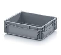 Auer Packaging Contenitore euro 40x30x12 cm, impilabile, scatola di plastica grigia per auto, scaffali, camper, magazzini, artigianato, fai da te