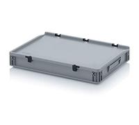 Auer Packaging Contenitore euro, 60 x 40 x 9 cm, con coperchio a cerniera, per camper, magazzino, garage, officina, scatola di plastica, 60 x 40 x 9 cm