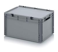 Auer Packaging Eurobox 60 x 40 x 33,5 cm con manici aperti e coperchio a cerniera con metro pieghevole. Scatola impilabile con coperchio 60 x 40 x 33,5 cm, facile da trasportare