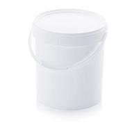 Auer - Secchio da 10,8 l + coperchio con manico in plastica (ER10,8-267+DK) per alimenti, Ø 26,7 x altezza 26,3 cm, in plastica alimentare, secchio per il trasporto con stampa
