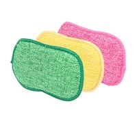 AUERVO Confezione da 3 Spugne Abrasive da Cucina - Spugna da Cucina in Microfibra AntiGraffio per la Pulizia, Piatti, Pentole e Padelle, Riutilizzabili, a Doppia Faccia