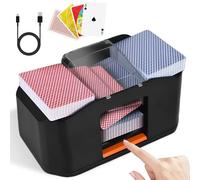 Auezona Mescolatore Carte da Gioco, Mischia Carte Automatico 1-2 Mazzi,Batteria Ricaricabile 2000mAh, Basso Rumore per Uno, Poker, Phase 10, Skip-BO, Blackjack Texas Hold'em