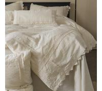 Aufbark Set Copripiumino Matrimoniale in Lino Bianco 220 * 240CM Traspirante e Resistente Copripiumino Rinfrescante per Fattoria, 4 pezzi, 2 * Federa 50x75，1* Lenzuola Piatto 245 * 270CM