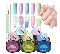 Aufbaugel Nägel Perlmutt 5er Set - Nagelaufbaugel Fest Nicht Klebend UV Aktiviert | Aufbaugel Verlängerung Maniküre Basis Acryl Alternative | 5gx5, Anfänger Zuhause Nagelstudio Frauen Schönheit Pflege