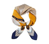 Aufeel Sciarpa quadrata 100% pura seta di gelso da donna, sciarpa di seta, 53 x 53 cm, Persone blu, S