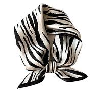 Aufeel Sciarpa quadrata da donna in 100% pura seta di gelso - Foulard da donna - Foulard di seta - 53,3 x 53,3 cm, Strisce nere, Small