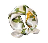 Aufeel Sciarpa quadrata da donna in 100% pura seta di gelso - Foulard da donna - Foulard di seta - 53,3 x 53,3 cm, Bianco Verde 1, Small