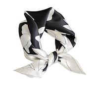 Aufeel Sciarpa quadrata da donna in 100% pura seta di gelso - Foulard da donna - Foulard di seta - 53,3 x 53,3 cm, Nero elegante., Small
