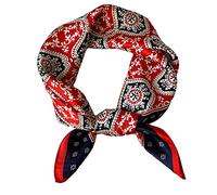 Aufeel Sciarpa quadrata da donna in 100% pura seta di gelso - Foulard da donna - Foulard di seta - 53,3 x 53,3 cm, Nero e rosso, Small