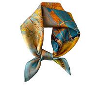 Aufeel Sciarpa quadrata da donna in 100% pura seta di gelso - Foulard da donna - Foulard di seta - 53,3 x 53,3 cm, Albero d'oro, Small