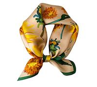 Aufeel Sciarpa quadrata da donna in 100% pura seta di gelso - Foulard da donna - Foulard di seta - 53,3 x 53,3 cm, Margherita , Small