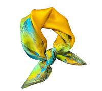 Aufeel 100% Vera Seta di Gelso Donne Piccolo Quadrato Collo Sciarpe 21 "Leggero Foulard Stampato Fazzoletto da collo Confezione Regalo, Albero dei soldi, S