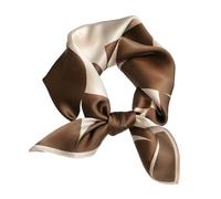 Aufeel Sciarpa quadrata da donna in 100% pura seta di gelso - Foulard da donna - Foulard di seta - 53,3 x 53,3 cm, Marrone Dot, Small